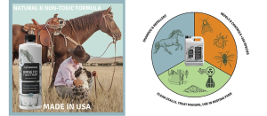 Natural & Non-toxic Formula, Made In USA

Shampoo & Repellent, Repels & Controls 100+ Species, Clean Stalls, Treat Manure, Use in Misting Fans